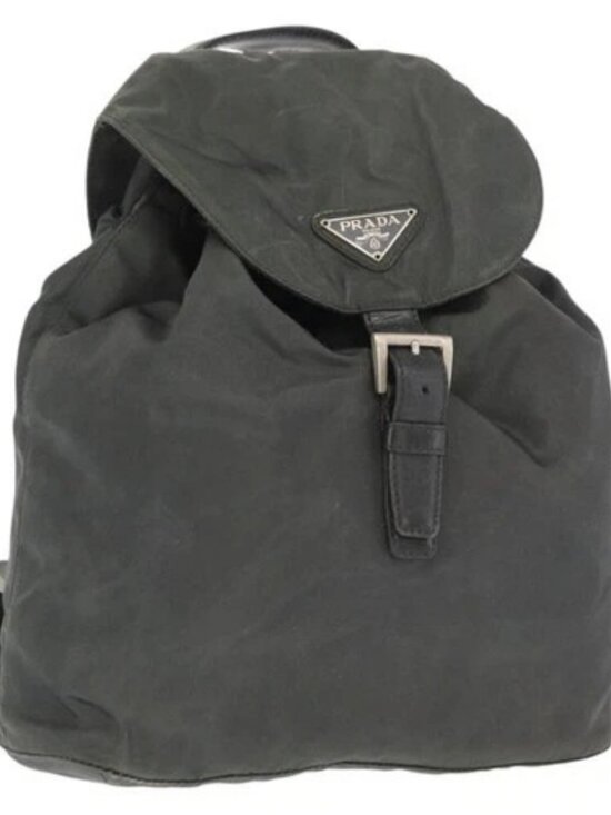 PRADA Backpack Nylon Khaki Silver Auth ka1839 main image 4